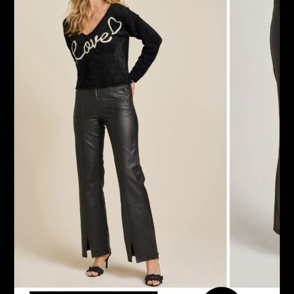 Venus Size 14 Coated Leather Like Flare Jeans